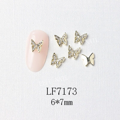 10 vnt Butterfly lydinio dervos nagų dailės papuošalų žavesys 3D drugelis aukso/sidabro cirkonio deimantas „pasidaryk pats“ nagų dailės dekoravimo priedai