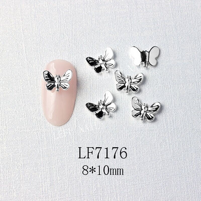 10 vnt Butterfly lydinio dervos nagų dailės papuošalų žavesys 3D drugelis aukso/sidabro cirkonio deimantas „pasidaryk pats“ nagų dailės dekoravimo priedai