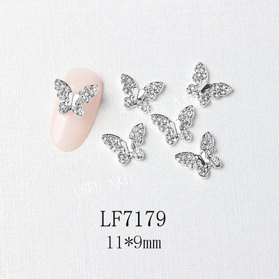 10 vnt Butterfly lydinio dervos nagų dailės papuošalų žavesys 3D drugelis aukso/sidabro cirkonio deimantas „pasidaryk pats“ nagų dailės dekoravimo priedai