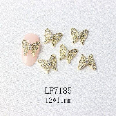 10 vnt Butterfly lydinio dervos nagų dailės papuošalų žavesys 3D drugelis aukso/sidabro cirkonio deimantas „pasidaryk pats“ nagų dailės dekoravimo priedai