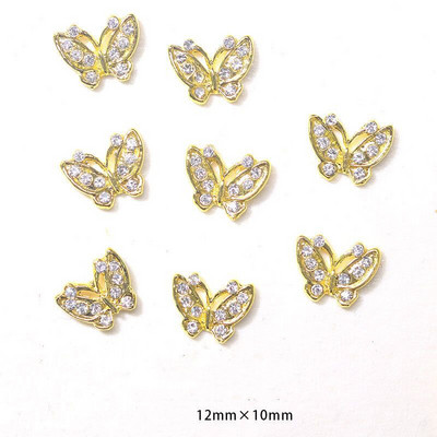 10 vnt Butterfly lydinio dervos nagų dailės papuošalų žavesys 3D drugelis aukso/sidabro cirkonio deimantas „pasidaryk pats“ nagų dailės dekoravimo priedai