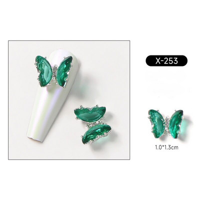 10 vnt Butterfly lydinio dervos nagų dailės papuošalų žavesys 3D drugelis aukso/sidabro cirkonio deimantas „pasidaryk pats“ nagų dailės dekoravimo priedai