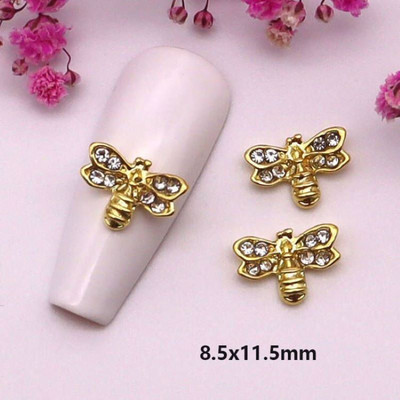 10 vnt Butterfly lydinio dervos nagų dailės papuošalų žavesys 3D drugelis aukso/sidabro cirkonio deimantas „pasidaryk pats“ nagų dailės dekoravimo priedai