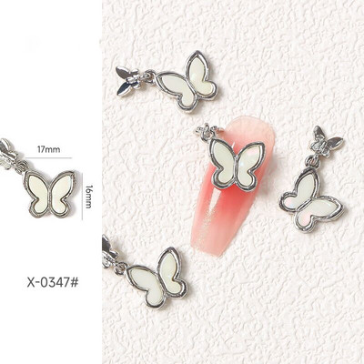 10 vnt Butterfly lydinio dervos nagų dailės papuošalų žavesys 3D drugelis aukso/sidabro cirkonio deimantas „pasidaryk pats“ nagų dailės dekoravimo priedai