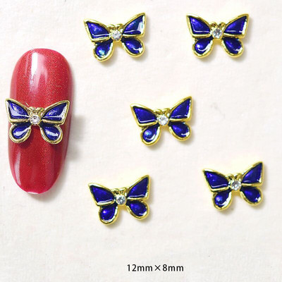 10 vnt Butterfly lydinio dervos nagų dailės papuošalų žavesys 3D drugelis aukso/sidabro cirkonio deimantas „pasidaryk pats“ nagų dailės dekoravimo priedai