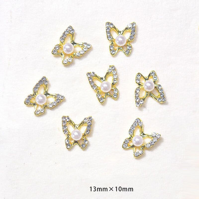 10 vnt Butterfly lydinio dervos nagų dailės papuošalų žavesys 3D drugelis aukso/sidabro cirkonio deimantas „pasidaryk pats“ nagų dailės dekoravimo priedai