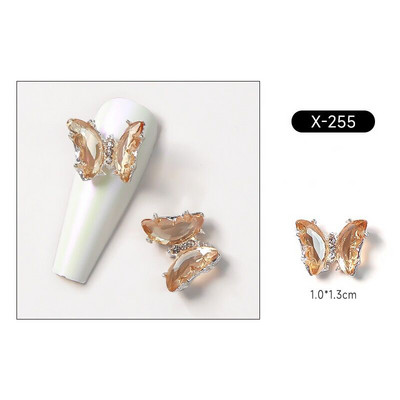 10 vnt Butterfly lydinio dervos nagų dailės papuošalų žavesys 3D drugelis aukso/sidabro cirkonio deimantas „pasidaryk pats“ nagų dailės dekoravimo priedai