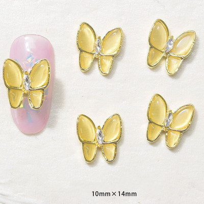 10 vnt Butterfly lydinio dervos nagų dailės papuošalų žavesys 3D drugelis aukso/sidabro cirkonio deimantas „pasidaryk pats“ nagų dailės dekoravimo priedai