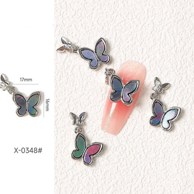 10 vnt Butterfly lydinio dervos nagų dailės papuošalų žavesys 3D drugelis aukso/sidabro cirkonio deimantas „pasidaryk pats“ nagų dailės dekoravimo priedai