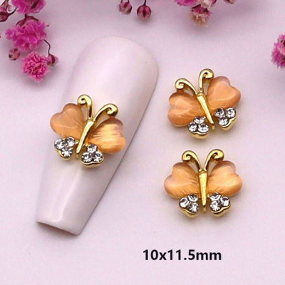 10 vnt Butterfly lydinio dervos nagų dailės papuošalų žavesys 3D drugelis aukso/sidabro cirkonio deimantas „pasidaryk pats“ nagų dailės dekoravimo priedai