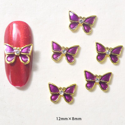 10 vnt Butterfly lydinio dervos nagų dailės papuošalų žavesys 3D drugelis aukso/sidabro cirkonio deimantas „pasidaryk pats“ nagų dailės dekoravimo priedai