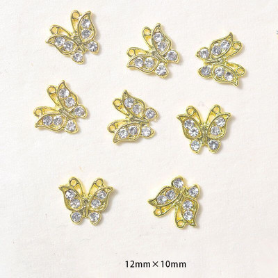 10 vnt Butterfly lydinio dervos nagų dailės papuošalų žavesys 3D drugelis aukso/sidabro cirkonio deimantas „pasidaryk pats“ nagų dailės dekoravimo priedai