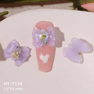 10 vnt Butterfly lydinio dervos nagų dailės papuošalų žavesys 3D drugelis aukso/sidabro cirkonio deimantas „pasidaryk pats“ nagų dailės dekoravimo priedai