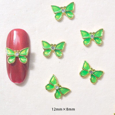 10 vnt Butterfly lydinio dervos nagų dailės papuošalų žavesys 3D drugelis aukso/sidabro cirkonio deimantas „pasidaryk pats“ nagų dailės dekoravimo priedai