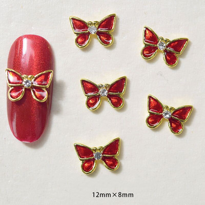 10 vnt Butterfly lydinio dervos nagų dailės papuošalų žavesys 3D drugelis aukso/sidabro cirkonio deimantas „pasidaryk pats“ nagų dailės dekoravimo priedai