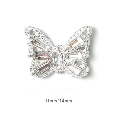 10 vnt Butterfly lydinio dervos nagų dailės papuošalų žavesys 3D drugelis aukso/sidabro cirkonio deimantas „pasidaryk pats“ nagų dailės dekoravimo priedai