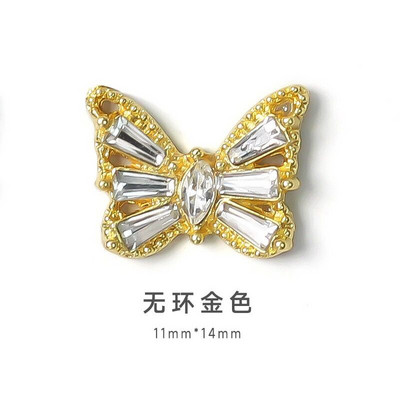 10 vnt Butterfly lydinio dervos nagų dailės papuošalų žavesys 3D drugelis aukso/sidabro cirkonio deimantas „pasidaryk pats“ nagų dailės dekoravimo priedai