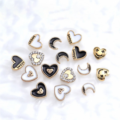 10 бр. Ретро сплав за нокти Талисмани Moon Peach Heart *Sweet* Letter Love Parts Nail Art Алуминиева сплав Диамантени декорации 3D пънк аксесоари