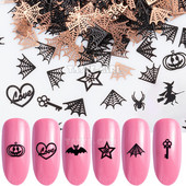 400 τμχ/συσκευασία Halloween Pumpkin Face Witch Spider Web Bat Star Μεταλλικές πούλιες νυχιών Brone Back Nail Art Slice Διακόσμηση Μανικιούρ