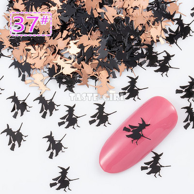 400 τμχ/συσκευασία Halloween Pumpkin Face Witch Spider Web Bat Star Μεταλλικές πούλιες νυχιών Brone Back Nail Art Slice Διακόσμηση Μανικιούρ