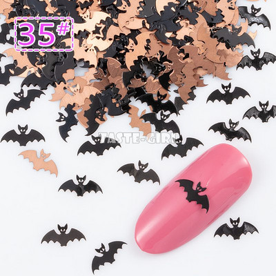 400 τμχ/συσκευασία Halloween Pumpkin Face Witch Spider Web Bat Star Μεταλλικές πούλιες νυχιών Brone Back Nail Art Slice Διακόσμηση Μανικιούρ
