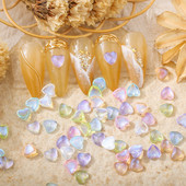 100Pcs Summer New Shimmer Nail Art Resin Stones 6mm Heart Flatback Nail Designer Charms DIY 3D Stones Crafts For Nail Decor