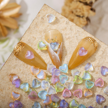 100 бр. Летни нови блестящи камъни за нокти със смола 6 мм Heart Flatback Дизайнерски талисмани за нокти Направи си сам 3D камъни Занаяти за декор на нокти