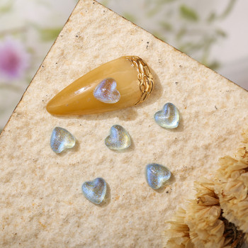 100Pcs Summer New Shimmer Nail Art Resin Stones 6mm Heart Flatback Nail Designer Charms DIY 3D Stones Crafts For Nail Decor