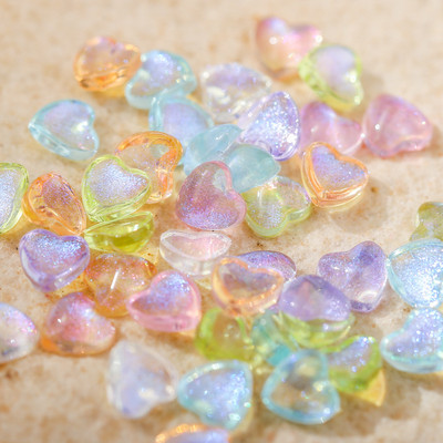 100Pcs Summer New Shimmer Nail Art Resin Stones 6mm Heart Flatback Nail Designer Charms DIY 3D Stones Crafts For Nail Decor