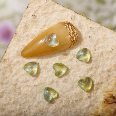 100Pcs Summer New Shimmer Nail Art Resin Stones 6mm Heart Flatback Nail Designer Charms DIY 3D Stones Crafts For Nail Decor