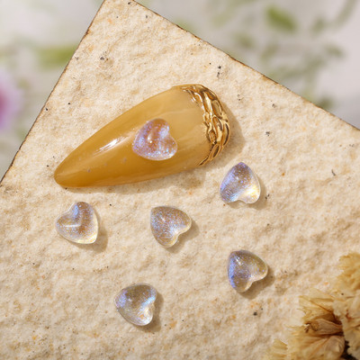 100Pcs Summer New Shimmer Nail Art Resin Stones 6mm Heart Flatback Nail Designer Charms DIY 3D Stones Crafts For Nail Decor