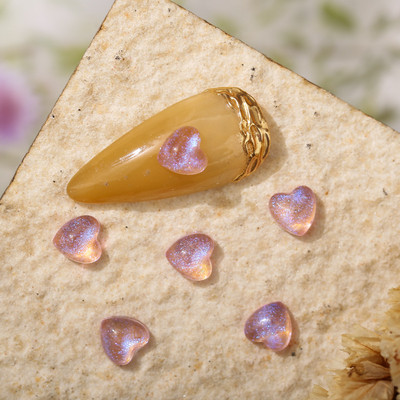 100Pcs Summer New Shimmer Nail Art Resin Stones 6mm Heart Flatback Nail Designer Charms DIY 3D Stones Crafts For Nail Decor