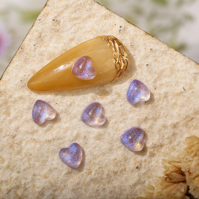 100Pcs Summer New Shimmer Nail Art Resin Stones 6mm Heart Flatback Nail Designer Charms DIY 3D Stones Crafts For Nail Decor