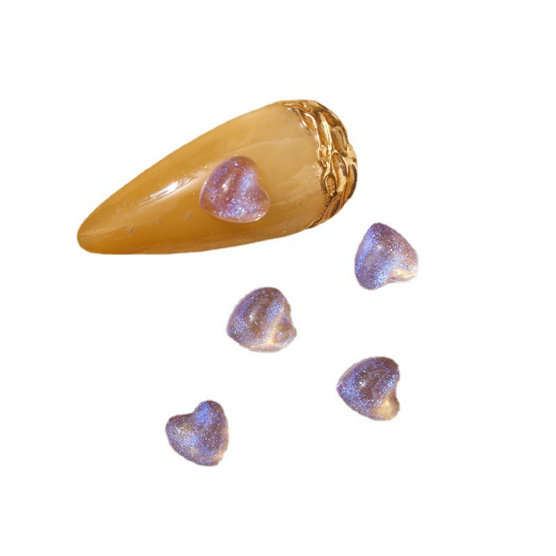 100Pcs Summer New Shimmer Nail Art Resin Stones 6mm Heart Flatback Nail Designer Charms DIY 3D Stones Crafts For Nail Decor