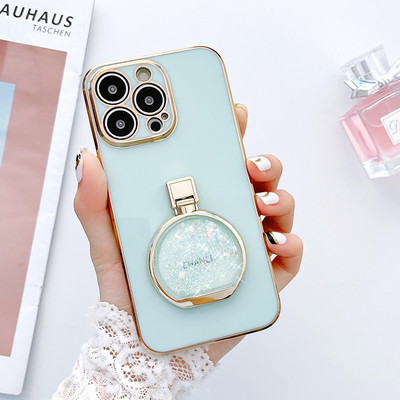 Галванизиран калъф със сгъваема стойка за iPhone 11 12 13 14 Pro Max X XR XS 14 Plus 6 6s 7 8 Plus 13 мини протектор Силиконов капак