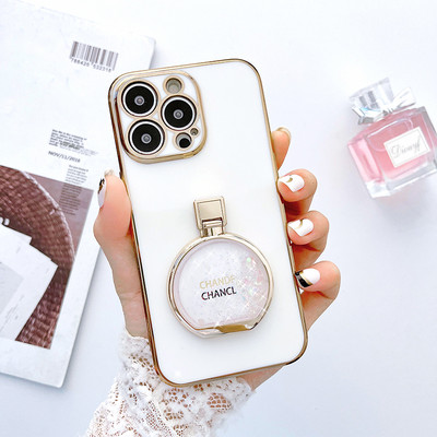 Галванизиран калъф със сгъваема стойка за iPhone 11 12 13 14 Pro Max X XR XS 14 Plus 6 6s 7 8 Plus 13 мини протектор Силиконов капак