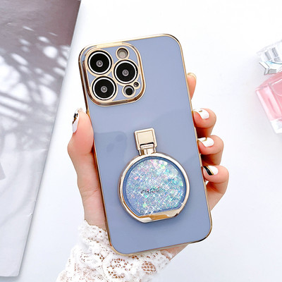 Галванизиран калъф със сгъваема стойка за iPhone 11 12 13 14 Pro Max X XR XS 14 Plus 6 6s 7 8 Plus 13 мини протектор Силиконов капак