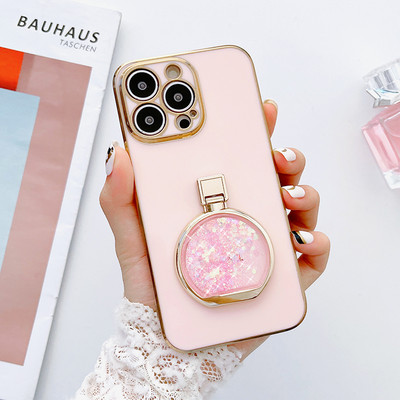 Галванизиран калъф със сгъваема стойка за iPhone 11 12 13 14 Pro Max X XR XS 14 Plus 6 6s 7 8 Plus 13 мини протектор Силиконов капак