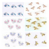 Σχέδιο εντόμων Metal Nail Art Charm 3D Alloy Bee/Spider/Moth Crystal κοσμήματα με στρας Αξεσουάρ μανικιούρ με μαργαριτάρια