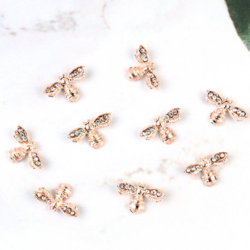 Σχέδιο εντόμων Metal Nail Art Charm 3D Alloy Bee/Spider/Moth Crystal κοσμήματα με στρας Αξεσουάρ μανικιούρ με μαργαριτάρια