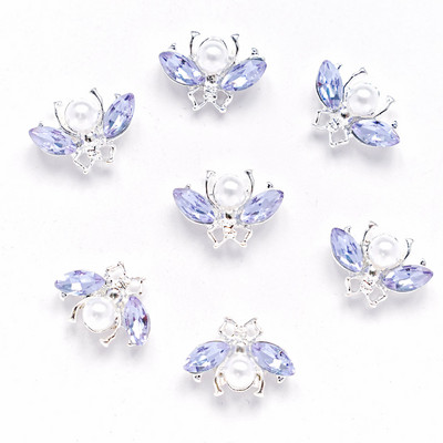 Σχέδιο εντόμων Metal Nail Art Charm 3D Alloy Bee/Spider/Moth Crystal κοσμήματα με στρας Αξεσουάρ μανικιούρ με μαργαριτάρια