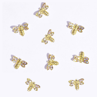 Σχέδιο εντόμων Metal Nail Art Charm 3D Alloy Bee/Spider/Moth Crystal κοσμήματα με στρας Αξεσουάρ μανικιούρ με μαργαριτάρια