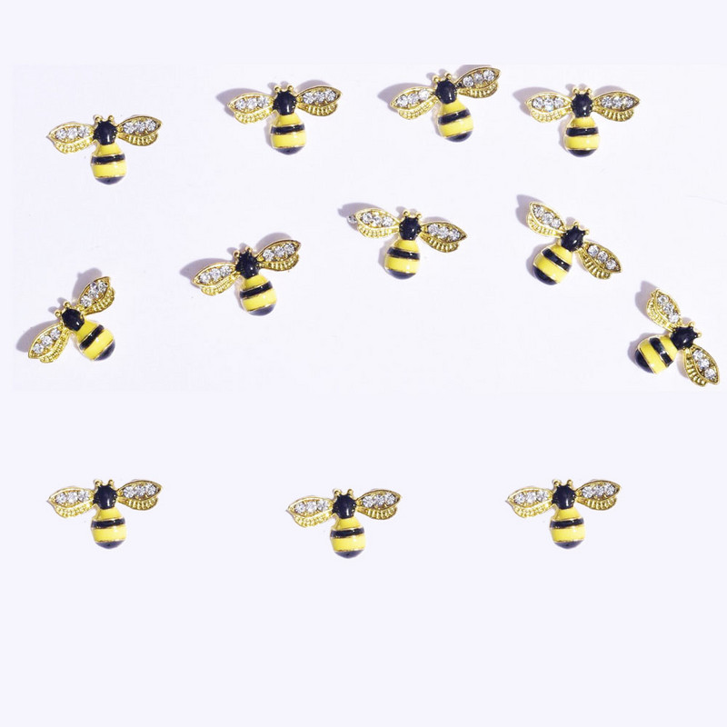 Σχέδιο εντόμων Metal Nail Art Charm 3D Alloy Bee/Spider/Moth Crystal κοσμήματα με στρας Αξεσουάρ μανικιούρ με μαργαριτάρια