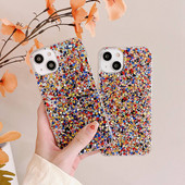 Elegáns kerek csillogó csillogó telefontok iPhone 14 13 11 12 Pro Max Mini XR X XS Max 7 8 Plus SE puha epoxi lány borítóhoz