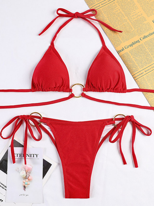 2022. Bikini s uzicom Seksi kupaći kostimi s trokutastom košaricom Ženski kupaći kostim s printom Monokini bikini s uzicom Odjeća za plažu s mikro zavojima