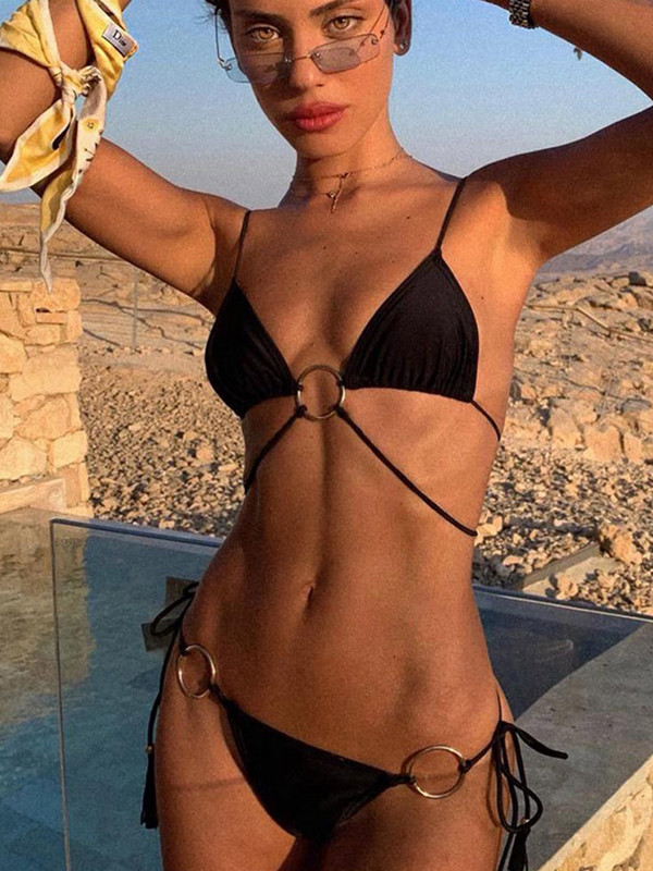 2022. Bikini s uzicom Seksi kupaći kostimi s trokutastom košaricom Ženski kupaći kostim s printom Monokini bikini s uzicom Odjeća za plažu s mikro zavojima