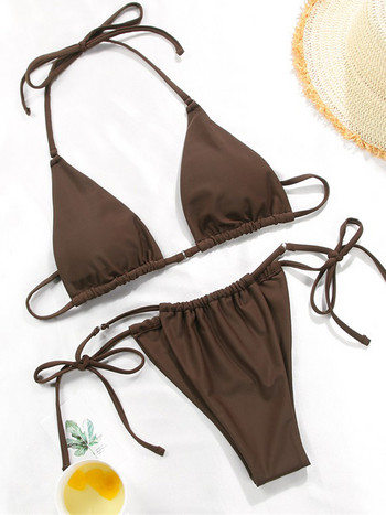 ZRTAK 2022 Bikinis Sexy String Adjust Μαγιό Γυναικεία κοστούμι μπάνιου Triangle Cup Σετ μπικίνι Thong Halter Micro Swimsuit Επίδεσμος