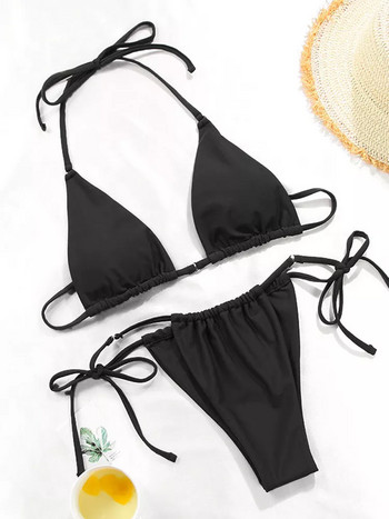 ZRTAK 2022 Bikinis Sexy String Adjust Μαγιό Γυναικεία κοστούμι μπάνιου Triangle Cup Σετ μπικίνι Thong Halter Micro Swimsuit Επίδεσμος