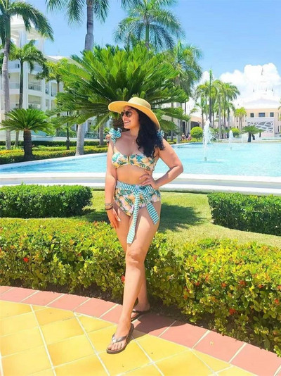 Zrtak Bikini cu talie înaltă, cu volane