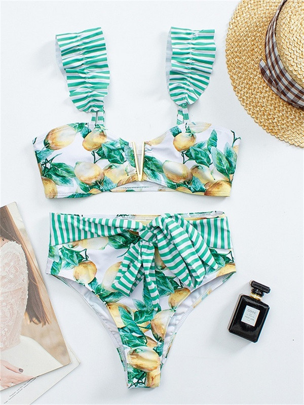 Zrtak Bikini cu talie înaltă, cu volane